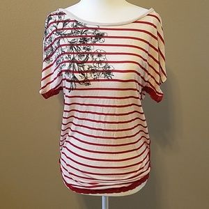 Striped Blouse with Lace Detail